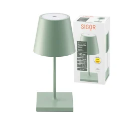 Nuindie mini LED oplaadbare tafellamp, USB-C, saliegroen, dimbaar