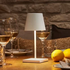 Nuindie mini LED oplaadbare tafellamp, USB-C, wit, IP54, dimbaar