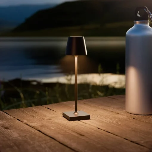 Nuindie pocket LED oplaadbare tafellamp, zwart, IP54, dimbaar