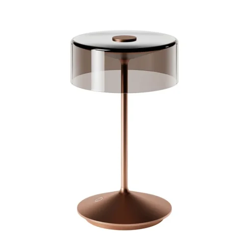 Numotion LED oplaadbare tafellamp, brons, glas, IP54, dimbaar