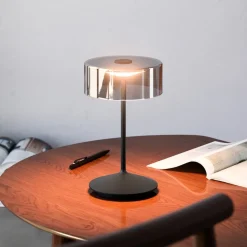 Numotion LED oplaadbare tafellamp, zwart, glas, IP54, dimbaar
