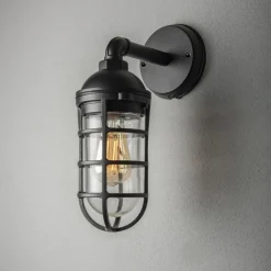 Olbia buitenwandlamp, zwart, aluminium, hoogte 33 cm