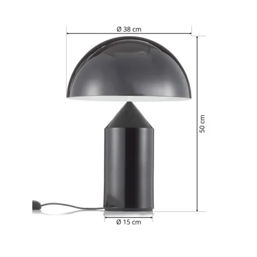 Oluce Atollo tafellamp, dimbaar, Ø38cm, zwart