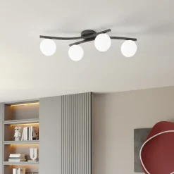 OPUS plafondlamp, lengte 85 cm, opaal, lengte 84 cm, 4-lamps.