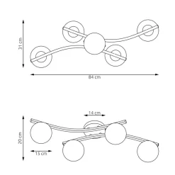 OPUS plafondlamp, lengte 85 cm, opaal, lengte 84 cm, 4-lamps.