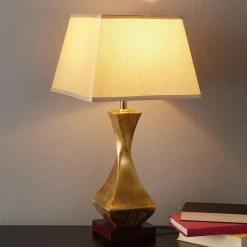 Opvallende tafellamp Deco met gouden voet