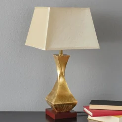 Opvallende tafellamp Deco met gouden voet