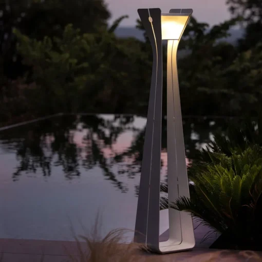 Osmoz LED lamp op zonne-energie van aluminium, 175 cm, wit