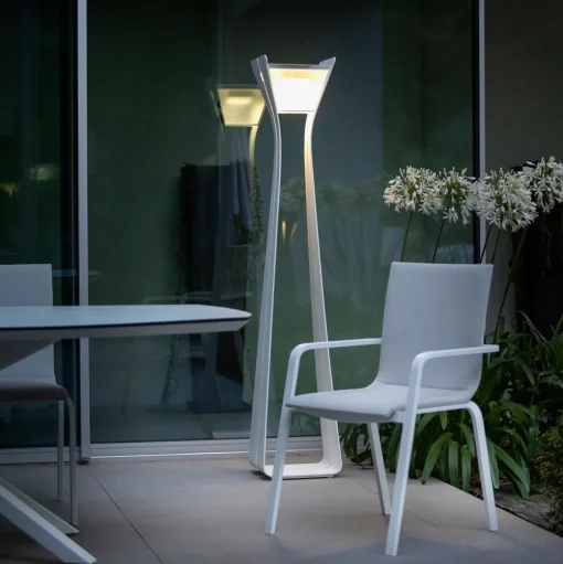 Osmoz LED lamp op zonne-energie van aluminium, 175 cm, wit