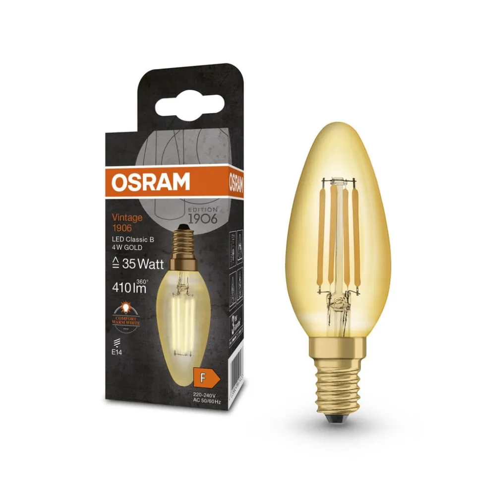OSRAM kaarslamp Vintage 1906, E14 gloeidraad 4W 824 goud