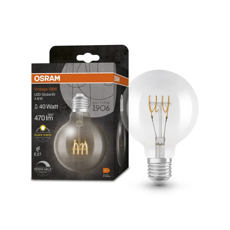 OSRAM LED bol E27 G95 4,8W 2.700K filament dim