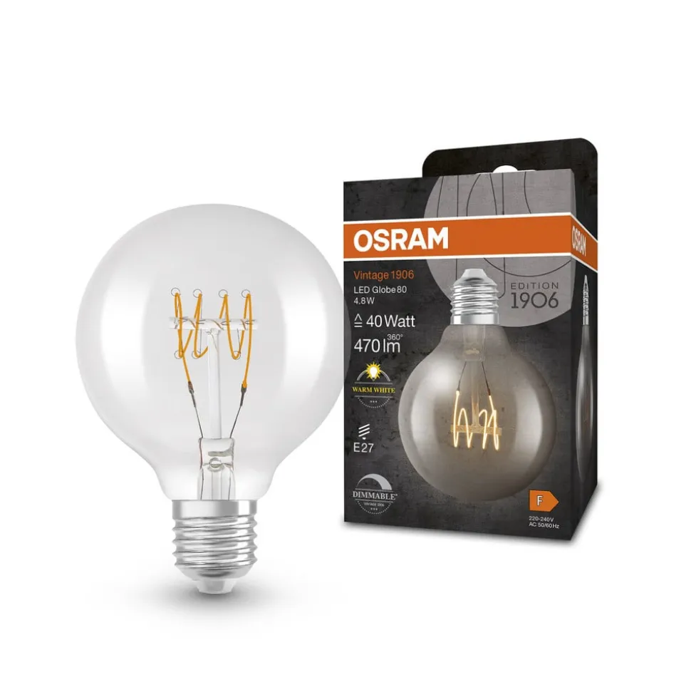 OSRAM LED bol E27 G80 4,8W 2.700K filament dim