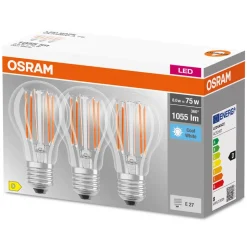 OSRAM LED filament lamp E27 Base 7,5W 4.000K per 3