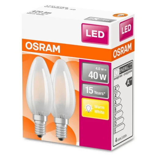 OSRAM LED kaarslamp E14 4W warmwit 2 per set