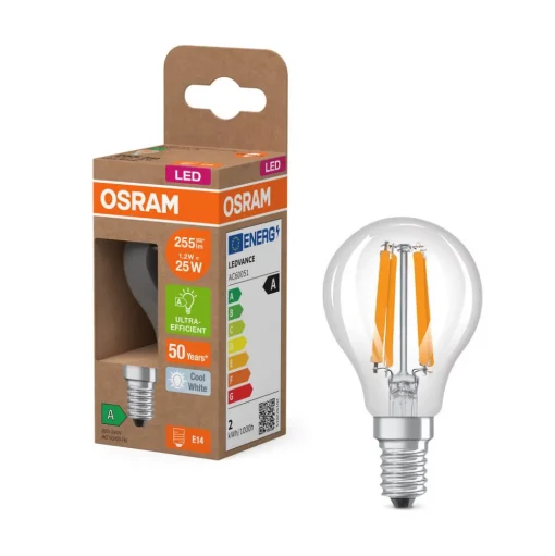 OSRAM LED lamp druppel E14 1,2W filament 4000K 255lm
