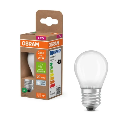 OSRAM LED lamp druppel E27 1,2W mat 4.000K 255lm