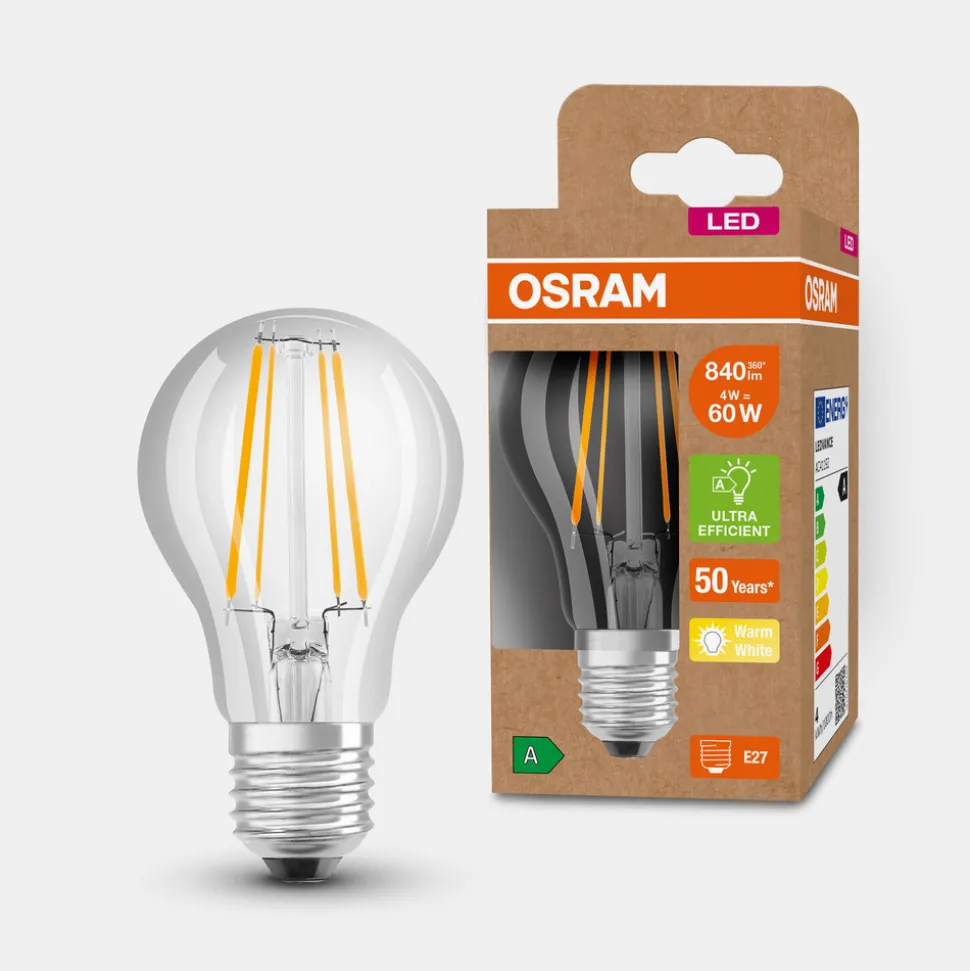 OSRAM LED lamp E27 A60 4W 840lm 3.000K helder