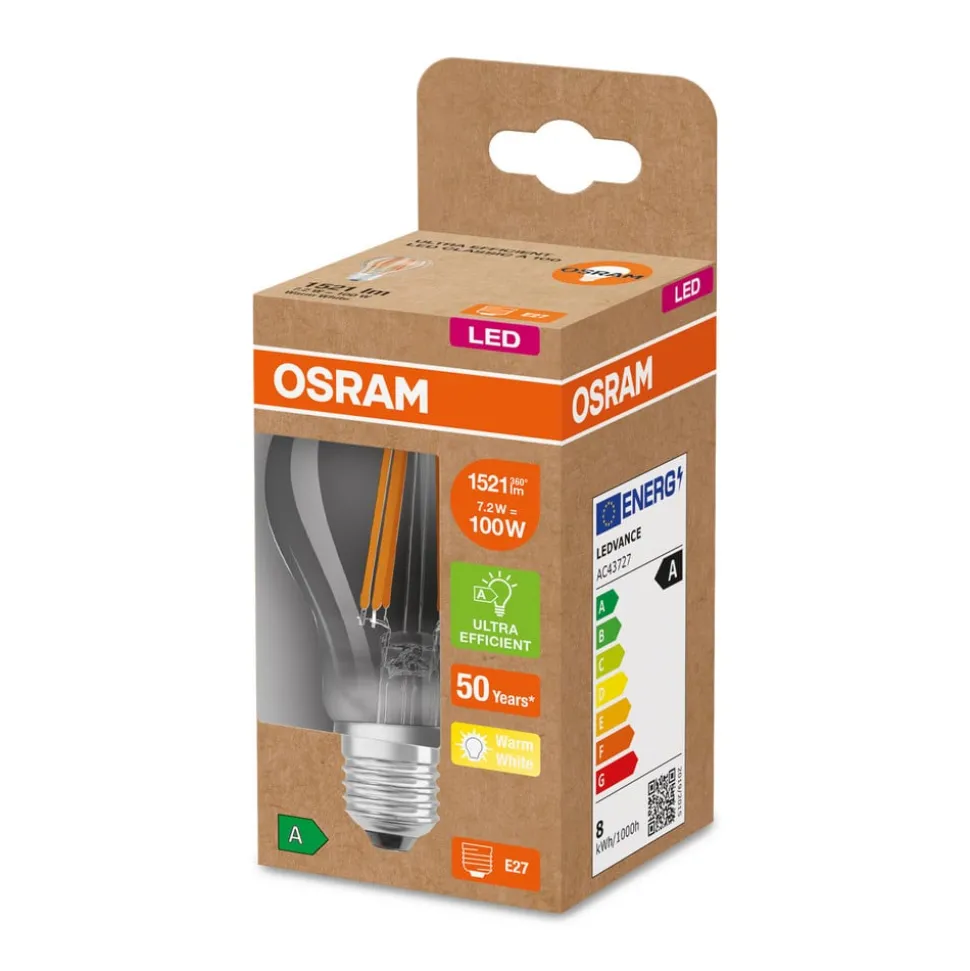 OSRAM LED lamp E27 A60 7,2W 1.521lm 3.000K helder
