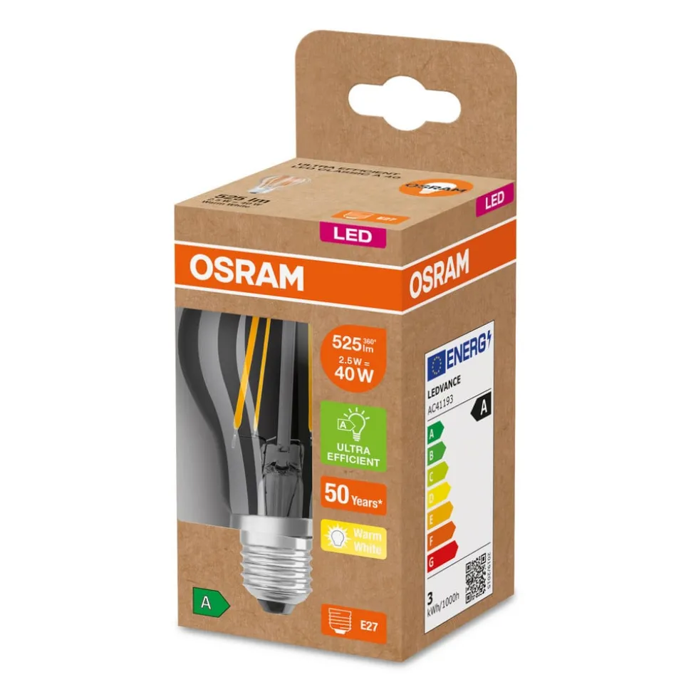 OSRAM LED lamp E27 A60 2,5W 525lm 3.000K helder