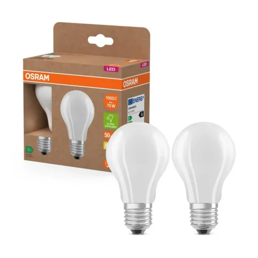 OSRAM LED lamp E27 5W mat 2.700K 1055lm 2er