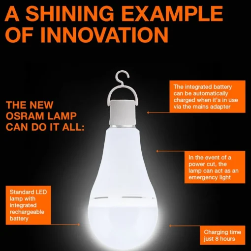 OSRAM LED lamp E27 8W mat 2700K oplaadbare accu noodverlichting