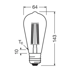OSRAM LED lamp Edison E27 3.8W Filament 2.700K