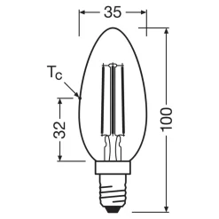 OSRAM LED lamp kaars gloeidraad E14 2,2W 4000K 470lm