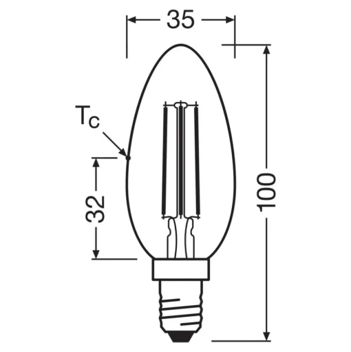 OSRAM LED lamp kaars gloeidraad E14 2,2W 4000K 470lm