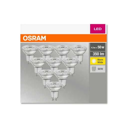 OSRAM LED reflector GU10 4,3W 2.700K 350lm per 10