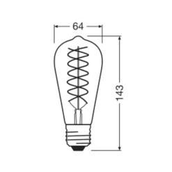 OSRAM LED Vintage 1906 Edison, goud, E27, 8,8 W, 824, dimbaar.