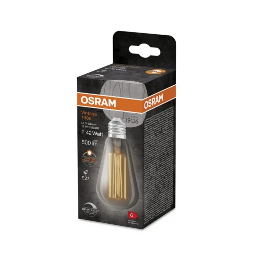 OSRAM LED Vintage 1906 Edison, grijs, E27, 11W, 818, dimbaar