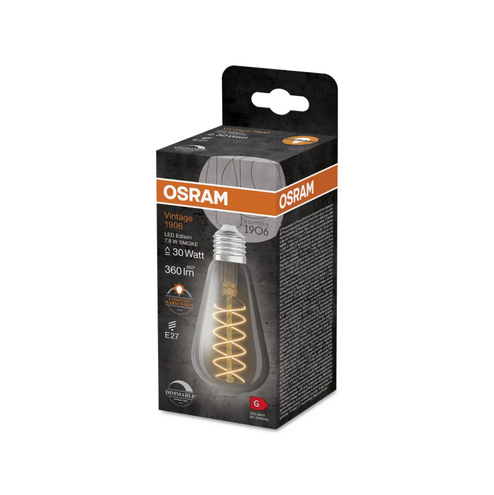 OSRAM LED Vintage 1906 Edison, grijs, E27, 7,8 W, 818, dimbaar.