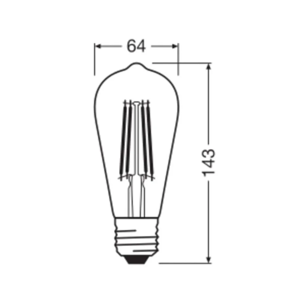 OSRAM LED Vintage 1906 Edison, goud, E27, 7,2 W, 824, dimbaar.