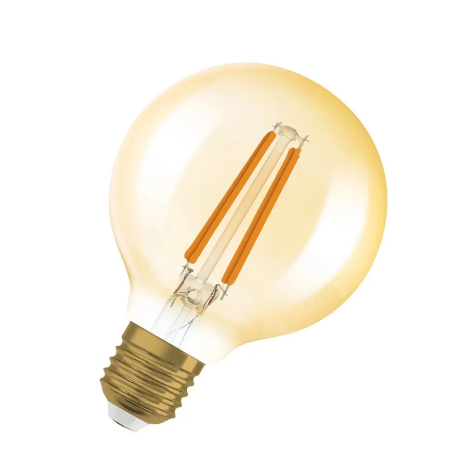 OSRAM LED Vintage 1906, G80, E27, 7,2 W, goud, 2.400 K, dimbaar.
