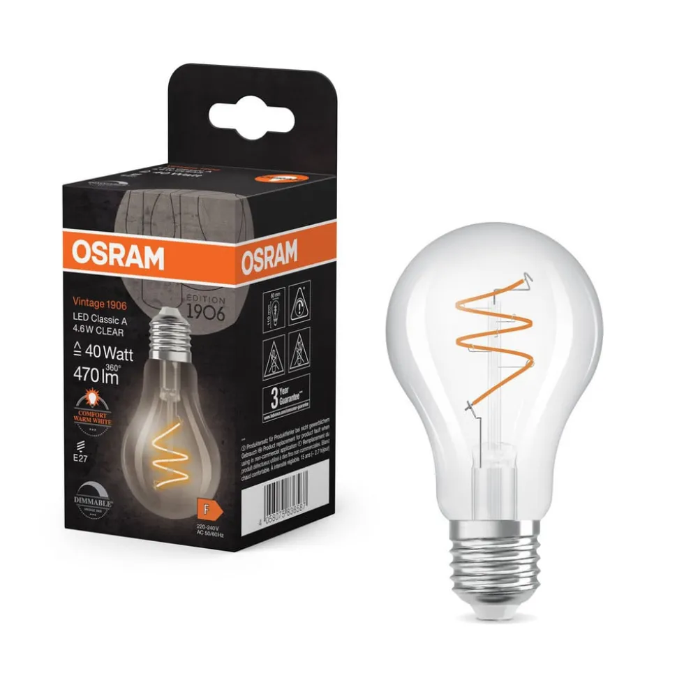 OSRAM LED Vintage E27 4,6W 2.200K Spiraal gloeidraad helder dimbaar