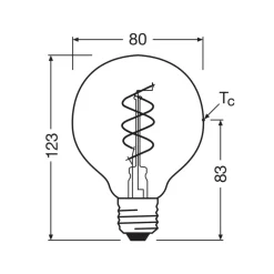 OSRAM LED Vintage G80 E27 4,6W 927 Spiraal gloeidraad helder dimbaar