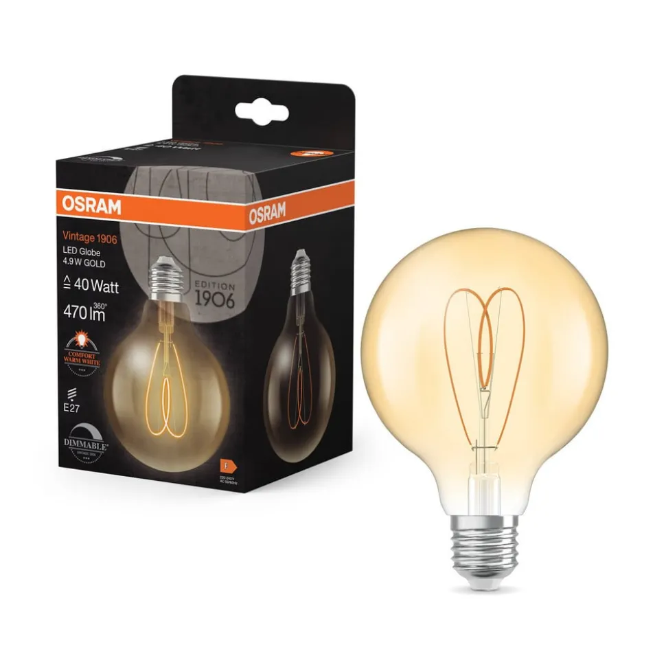 OSRAM LED Vintage G95 E27 4,9W 922 Hart Filament goud dimbaar