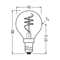 OSRAM LED Vintage P40 E14 4,9W 922 Spiraal gloeidraad goud dimbaar