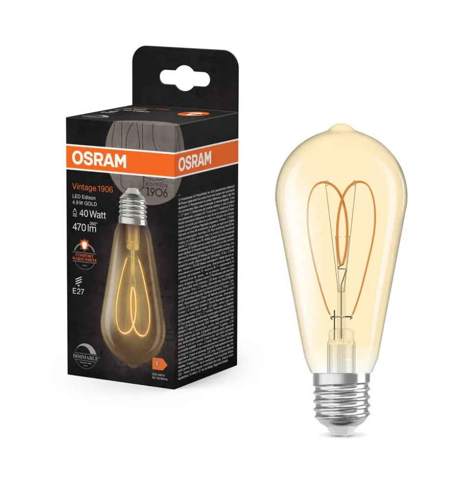 OSRAM LED Vintage ST64 E27 4,9W 922 Hart Filament goud dimbaar