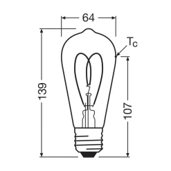 OSRAM LED Vintage ST64 E27 7,2W 927 Hart gloeidraad helder dimbaar