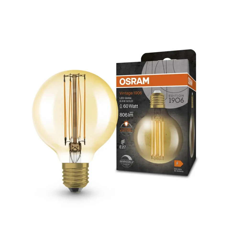 OSRAM vintage 1906 E27 8,8W LED G80 822 dim goud