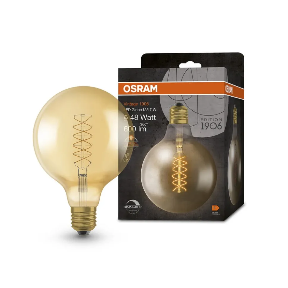 OSRAM vintage 1906 LED bol G125 E27 7W goud dim