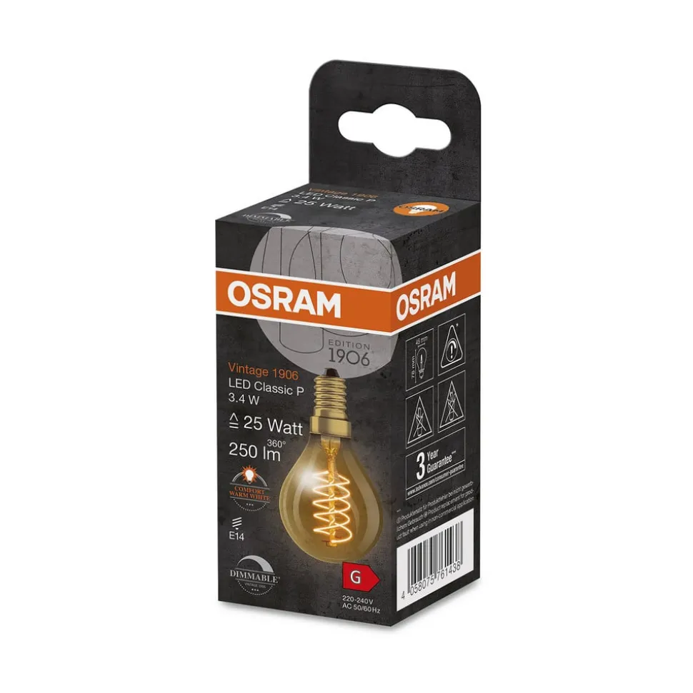 OSRAM vintage 1906 LED druppel E14 3,4W goud dim
