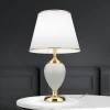 Ovum tafellamp, wit/goudkleurig, hoogte 48 cm, keramiek/chintz