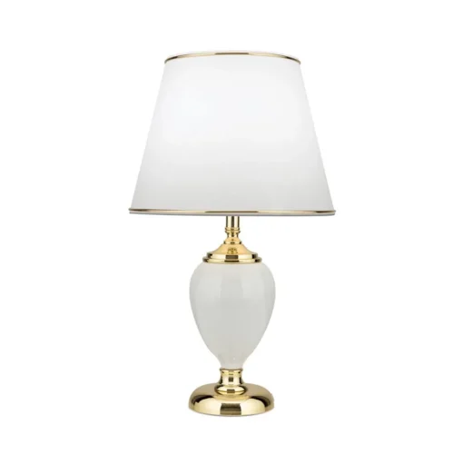 Ovum tafellamp, wit/goudkleurig, hoogte 48 cm, keramiek/chintz