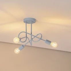Oxford plafondlamp, Ø 44 cm, lichtblauw, metaal, 3-lamps