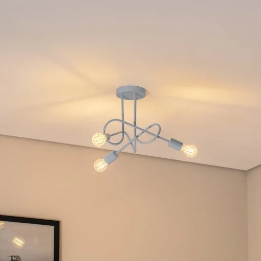 Oxford plafondlamp, Ø 44 cm, lichtblauw, metaal, 3-lamps