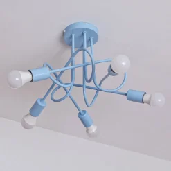 Oxford plafondlamp, lichtblauw, Ø 47 cm, metaal, 5-lamps