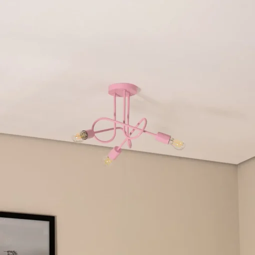 Oxford plafondlamp, lichtroze, Ø 44 cm, metaal, 3-lamps