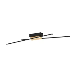 Panagria LED plafondlamp, zwart met houten detail